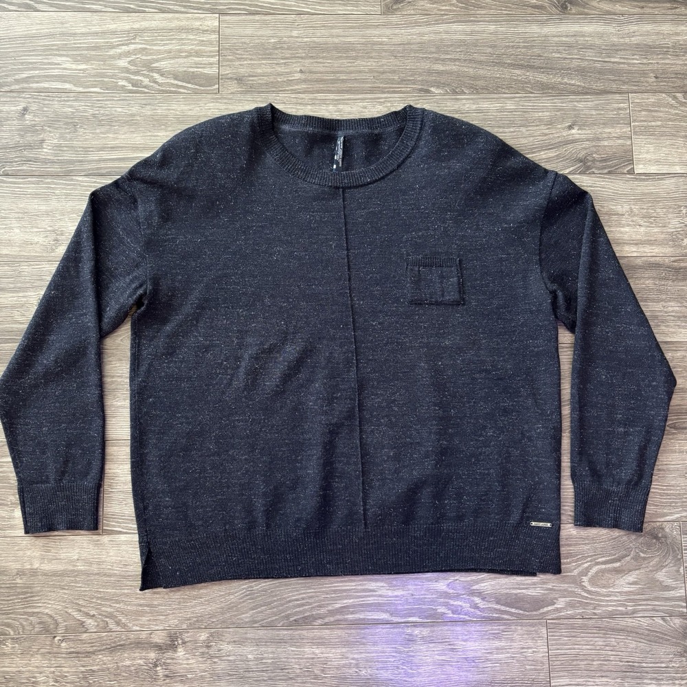 Saint James Mademoiselle Sweater Womens L 96% Wool Black Silver Pullover France‎